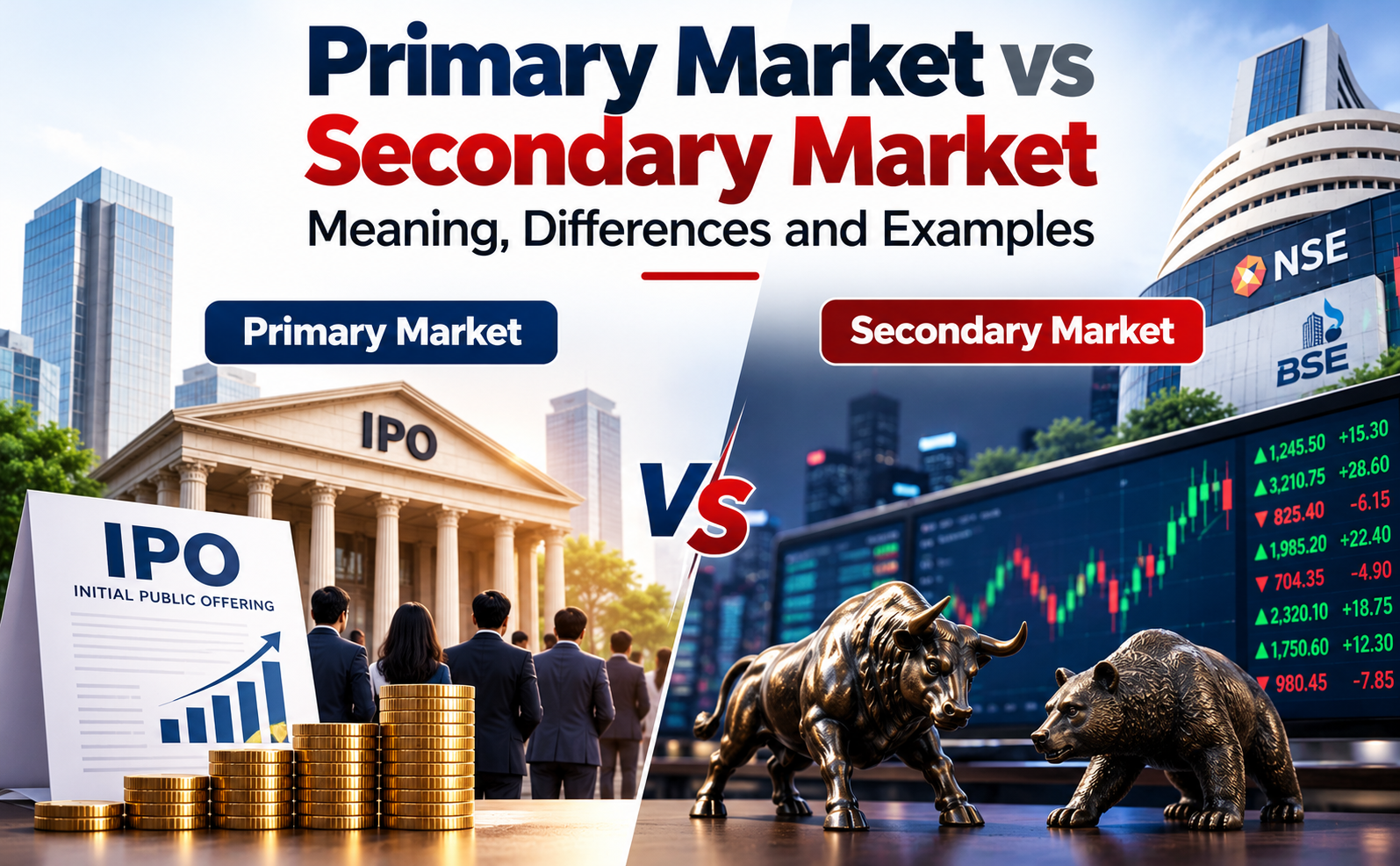 Primary Market vs Secondary Market: Meaning, Differences and Examples